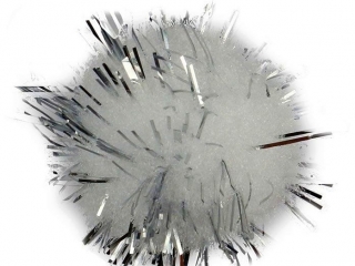 Pompony brokatowe 1, 8cm bia�e 15szt.