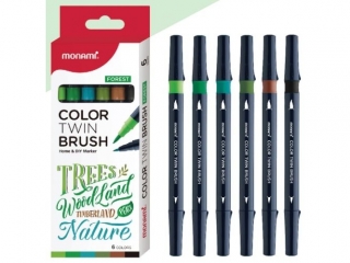 Marker wodny dwustronny z p�dzelkami o dw�ch grubo�ciach "Las" MONAMI - 6 kolor�w - 1 szt. op.