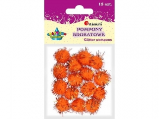 Pompony brokatowe 1, 8cm pomarańczowe 15szt.