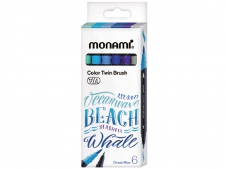 Marker wodny dwustronny z p�dzelkami o dw�ch grubo�ciach "Morze" MONAMI - 6 kolor�w - 1 szt. op.