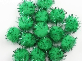 Pompony brokatowe 1, 8cm zielone 15szt.