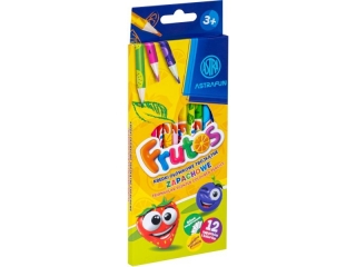 Kredki owkowe zapachowe trjktne ASTRA FRUTOS - 12 kolorw  [opakowanie=12szt]