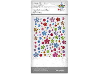 Kryszta�ki samoprzylepne mix kwiatki, okr�g�e fuksjowe, srebrne 139szt. TITWLK26