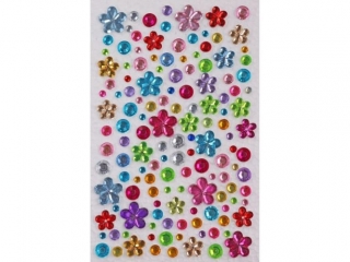 Kryszta�ki samoprzylepne mix kwiatki, okr�g�e fuksjowe, srebrne 139szt. TITWLK26