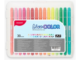 Cienkopisy dwustronne okrge 0, 6/1, 2 mm LIVE COLOR MONAMI - 30 kolorw - 1 szt. op.