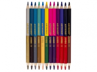 Kredki owkowe Astrino okrge jumbo 12=24 kolory w drewnie + temperwka
