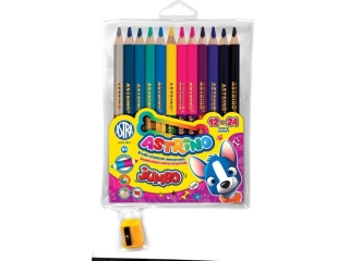 Kredki owkowe Astrino okrge jumbo 12=24 kolory w drewnie + temperwka