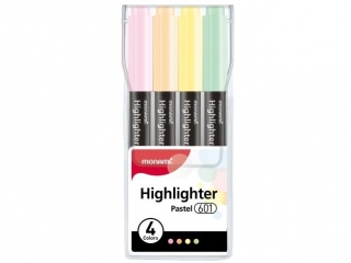 Cienki zakre¶lacz Highlighter 601 - zestaw 4 kolorów pastelowych