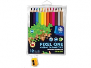 Kredki ołówkowe ASTRA jumbo okrągłe 12 kolorów + temperówka - Pixel One