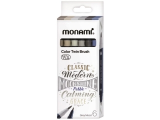 Dwustronne pisaki z ko�c�wkami p�dzelkowymi Color Twin Brush 6 kol. GREY MonAmi (2051009508) (SZK-3)