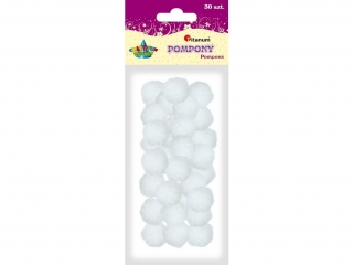 Pompony poliestrowe 25mm 30szt. białe TITWLK26