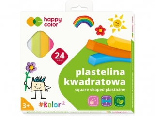 Plastelina szkolna kwadratowa, 24 kolory, Happy Color