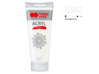 Farba akrylowa Studio 200 ml, biel tytanowa, Happy Color