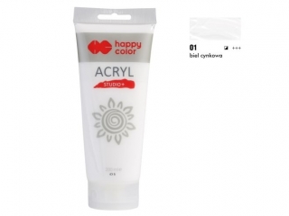 Farba akrylowa Studio 200 ml, biel cynkowa, Happy Color