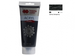 Farba akrylowa Studio 200 ml, czarny lampowy, Happy Color