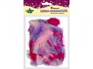 Pi�rka dekoracyjne puch mix kolor�w 8g kolory: liliowy, fuksjowy, blador�owy TITWLK26