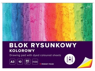 Blok rysunkowy kolorowy A3 10k. INTERDRUK Barwiony w masie