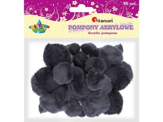 Pompony akrylowe mix rozmiarów 45szt. czarne