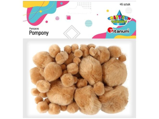 Pompony akrylowe mix rozmiarw 45szt. beowe