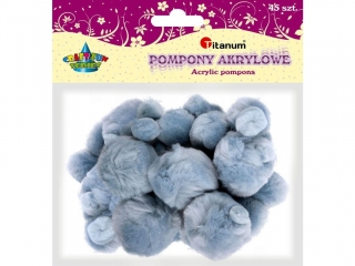 Pompony akrylowe mix rozmiar�w 45szt. szare TITWLK26