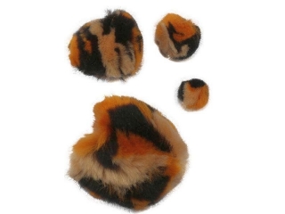 Pompony akrylowe c�tki tygrysa 45szt. mix rozmiar�w br�zowo-czarne