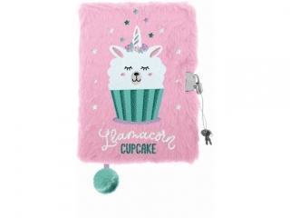 Pamiętnik z kłódką "włochacz" A5, 96k LAMA CUPCAKE