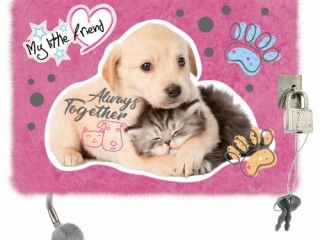 Pamiętnik z kłódką "włochacz" A5, 96k CAT x DOG