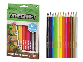 Kredki o��wkowe tr�jk�tne JUMBO MINECRAFT ? 12 kolor�w [opakowanie=12szt]