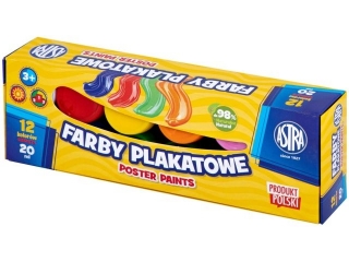 Farby plakatowe ASTRA 12 kolorw 20ml