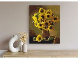 Zestaw z farbami, malowanie wg. numerów, podobr. 40x50cm, Słoneczniki, ARTEA ASTRA