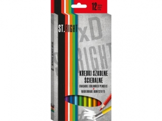 Kredki szkolne ścieralne 12 kolorów ST.RIGHT