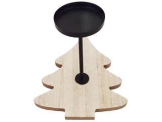 wiecznik choinka dekoracja drewno + metal 15cm