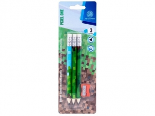 Owki grafitowe trjktne HB jumbo ASTRAKIDS PIXEL ONE + temperwka - 3+1 szt. blister  [opakowanie=24szt]