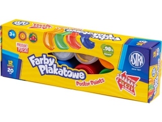 Farby plakatowe Astra 12 kol x 20 ml STANDARD BOX (zota, srebrna)   [opakowanie=4szt]