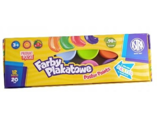 Farby plakatowe Astra 12 kol x 20 ml STANDARD BOX (2 pastel)   [opakowanie=4szt]