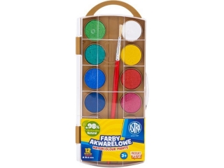Farby akwarelowe Astra 12 kol - fi 23,5 mm z eurozawieszk - zlota paletka  [opakowanie=5szt]