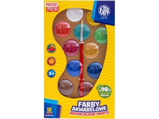 Farby akwarelowe Astra 12 kol - fi 30 mm - zlota paletka   [opakowanie=4szt]
