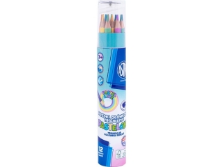Kredki owkowe trjktne pastelowe ASTRA PASTEL LINE w tubie - 12 kolorw + temperwka  [opakowanie=12szt]