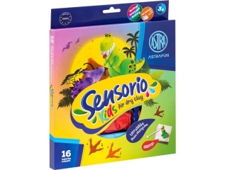 Lekka masa plastyczna Dinozaury Sensorio Kids - 16 kolorw   [opakowanie=12szt]