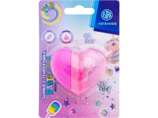Temperwka i gumka 2 w 1 w ksztacie serca, transofrmer ASTRAKIDS Unicorn - 1 szt. blister  [opakowanie=12szt]