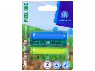 Gumka i linijka 2 w 1  ASTRAKIDS Pixel One - blister 2 szt.  [opakowanie=24szt]