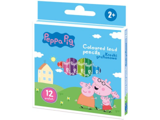 Kredki grafionowe okrge Peppa Pig - 12 kolorw - 7/85 mm [opakowanie=24szt]
