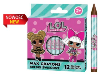 Kredki wiecowe  okrge L.O.L - 12 kolorw - 8/90 mm