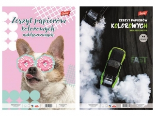 Zeszyt papierw kolorowych nabyszczany A4 10 kartek okadka kredowana [opakowanie=25szt]