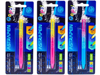 Dugopis wymazywalny CLICK 0,5 mm ASTRAPEN Oops! NEON + 2 wkady wymazywalne CLICK niebieskie blister 1+2 szt. Nnowo
