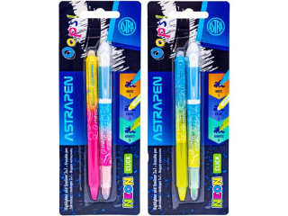 Zakre�lacz i cienkopis 2w1 + D�ugopis wymazywalny CLICK ASTRAPEN Oops! NEON - 2+1 szt. Blister  [opakowanie=24szt]