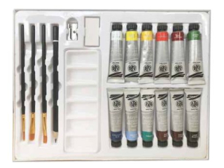 Zestaw artystyczny ASTRA ARTEA 19 el. Farby akrylowe 12 kol12 ml, 3 pdzle, owek, gumka, temperwka, paletka  [opakowanie=6szt]