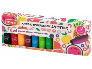 Kredki �elowe TOMA wykrecane + efekt akwareli, zmywalne - 12 kolor�w - mix [opakowanie=12szt]TO-572 mix