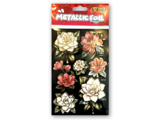 PENMATE KOLORI NAKLEJKI METALLIC FOIL HMS-6708 DOUBLE FLOWERS VIIi
