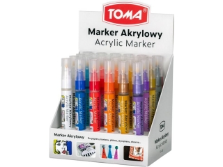 Marker akrylowy TOMA, fibrowa ko�c�wka okr�gla 2,5mm, 22 kolor�w - mix Display 24szt [opakowanie=24szt]TO-402 mix Display 24szt